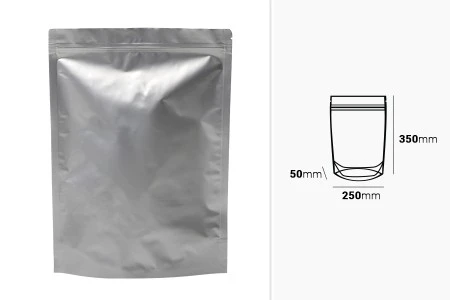 Aluminijumske DoyPack kesice sa zip zatvaranjem, ovalnim dnom i sa mogućnošću termo lepljenja 250x50x350mm - 100kom-2