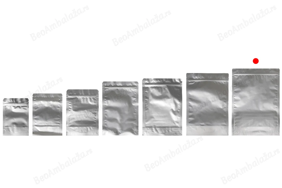 Aluminijumske DoyPack kesice sa zip zatvaranjem, ovalnim dnom i sa mogućnošću termo lepljenja 250x50x350mm - 100kom-grupa_slika