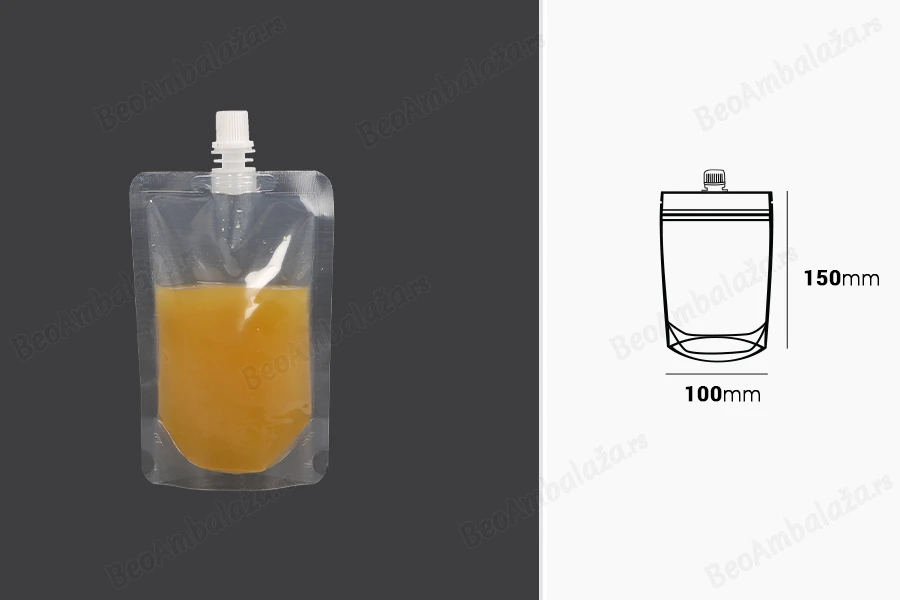 Providna DoyPack kesica za tečnost od 200ml sa belim plastičnim zatvaračem – 100 kom-dimenzije_slike