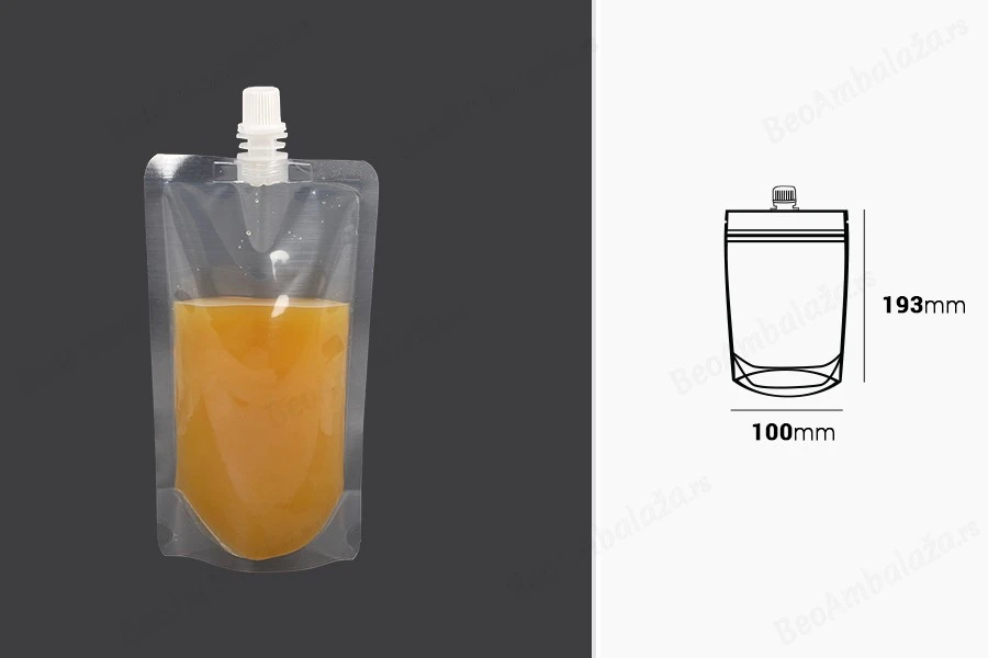 Providna DoyPack kesica za tečnost od 250ml sa belim plastičnim zatvaračem – 50 kom-dimenzije_slike