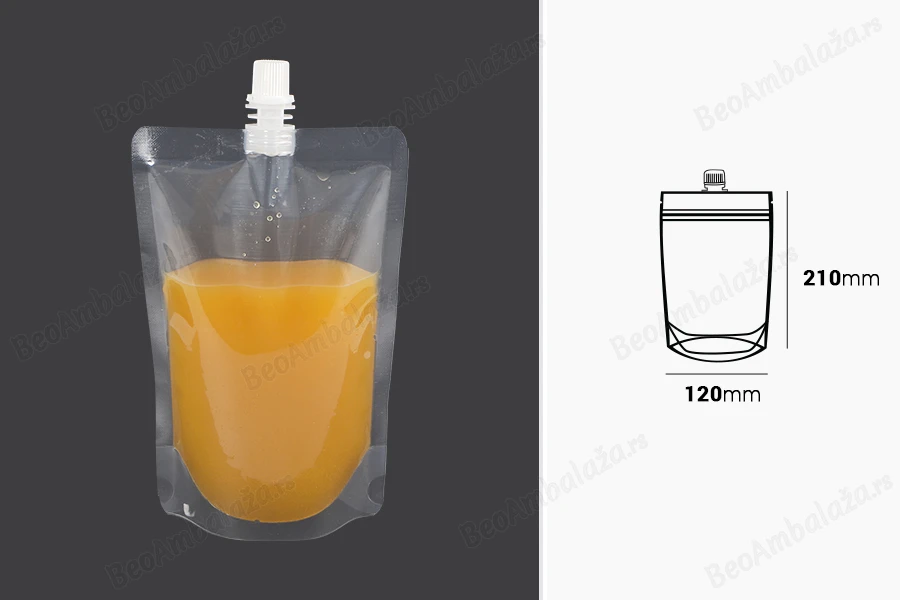 Providna DoyPack kesica za tečnost od 380ml sa belim plastičnim zatvaračem – 50 kom-dimenzije_slike