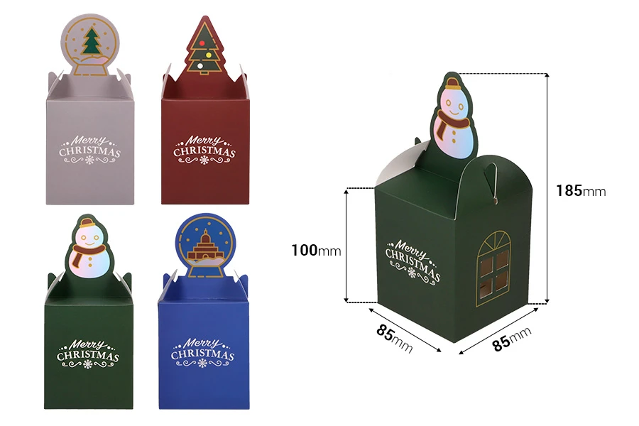 Božićna kutijica - paketić 85x85x100 mm - 25 kom-dimenzije_slike