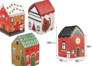Božićna kartonska poklon kutijica 85x85x140 mm u obliku kućice - 10 kom Božićna kartonska poklon kutijica 85x85x140 mm u obliku kućice - 10 kom
