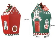 Božićna kartonska poklon kutijica u obliku kućice 70x70x195 mm sa trakom i karticom - 10 kom-dimenzije_slike