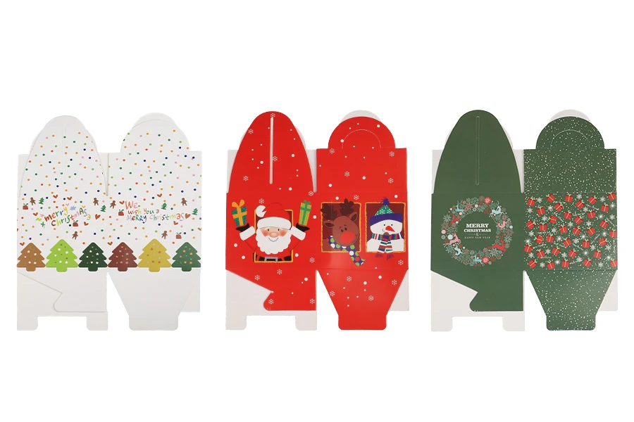 Božićna kartonska poklon kutija 95x95x80 mm kockastog oblika sa drškom  - 10 kom-grupa_slika