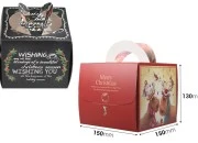 Božićna kartonska poklon kutijica 150x150x130 mm sa prozorom i drškom  - 10 kom-dimenzije_slike