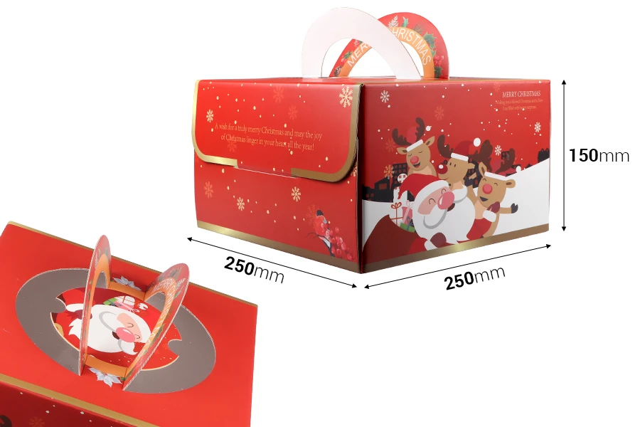 Božićna kartonska poklon kutijica 250x250x150 mm sa ručkom - 10 kom Božićna kartonska poklon kutijica 250x250x150 mm sa ručkom - 10 kom