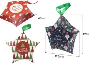 Božićna kartonska poklon kutijica - ukras u obliku zvezde sa trakom  120x40x120 mm - 10 kom