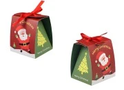 Božićna kartonska poklon kutijica 80x70x90 mm sa trakom  - 10 kom-slika_proizvoda