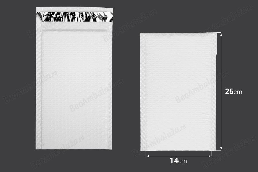 Bela mat koverta sa pucketavom folijom 14x25cm - 10 kom-dimenzije_slike