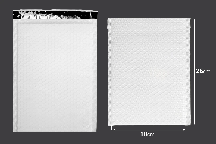 Bela mat koverta sa pucketavom folijom 18x26cm - 10 kom