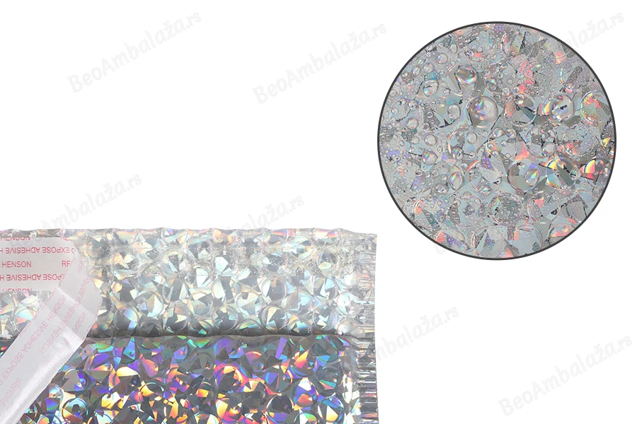 Srebrna koverta sa pucketavom folijom 13x20cm - 10 kom-