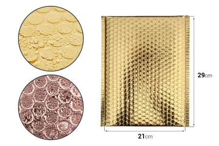 Koverta sa pucketavom folijom 21x29cm, u sjajno zlatnoj ili roze boji - 10 kom-dimenzije_slike