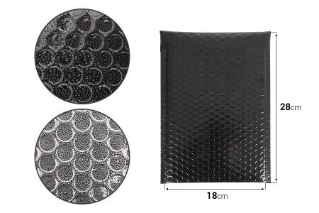 Koverta sa pucketavom folijom 18x28cm u sjajnoj crnoj ili srebrnoj boji - 10 kom-grupa_slika