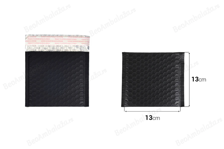 Crna mat koverta sa pucketavom folijom 13x13cm - 10 kom-dimenzije_slike