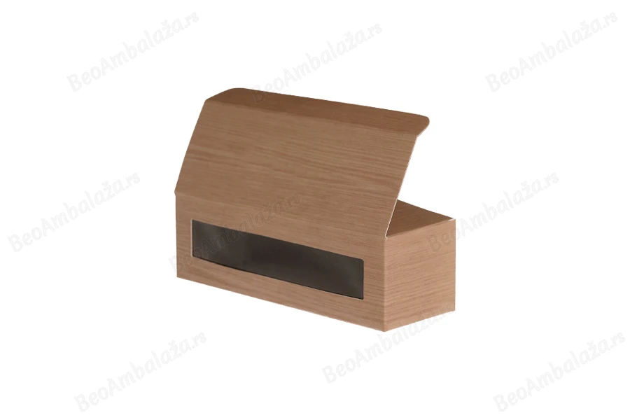 Kartonska kutija 135x46x42mm sa prozorom, u dezenu drveta, za 3 teglice za kreme od 30mL - 50 kom-grupa_slika