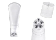 Plastična bela tubica 150mL sa metalnim roll on kuglicama i providnim zatvaračem Plastična bela tubica 150mL sa metalnim roll on kuglicama i providnim zatvaračem