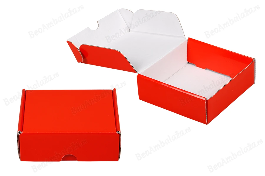 Kartonska kutija 145x135x50mm bez prozora, u sjajno crvenoj boji - 20 kom-slika_proizvoda