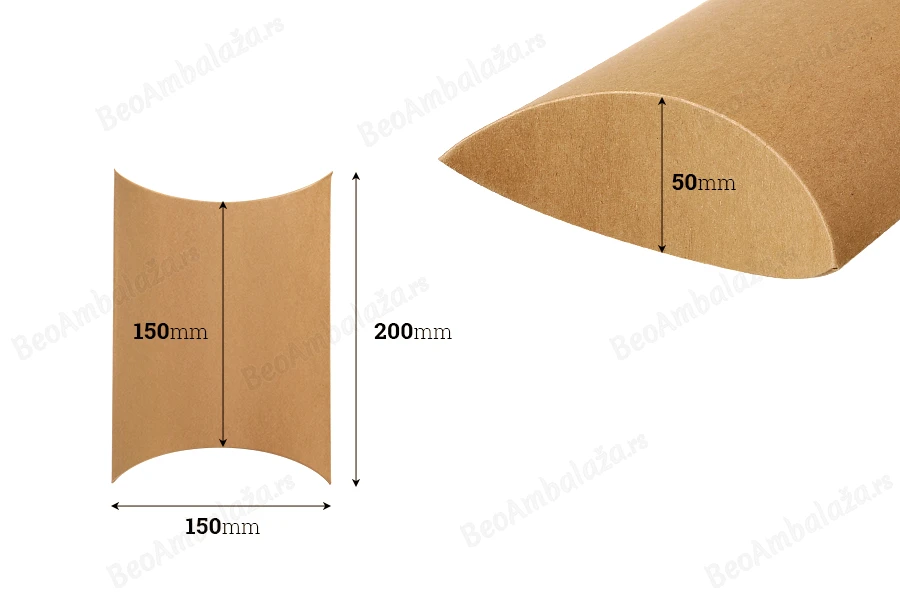 Papirna kraft jastuk - kutija 200x150x50mm - 20 kom-dimenzije_slike