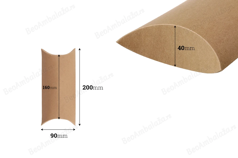 Papirna kraft jastuk - kutija 200x90x40mm - 20 kom-dimenzije_slike