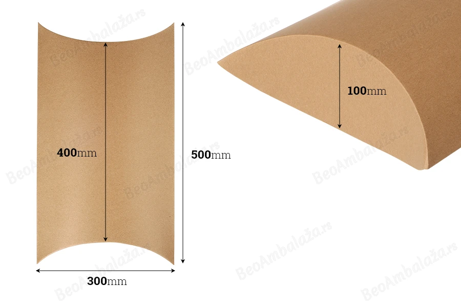 Papirna kraft jastuk - kutija 500x300x100mm - 20 kom-dimenzije_slike