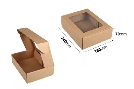 Kraft kutija 240x180x70mm za pakovanje sa prozorom - 20 kom-2