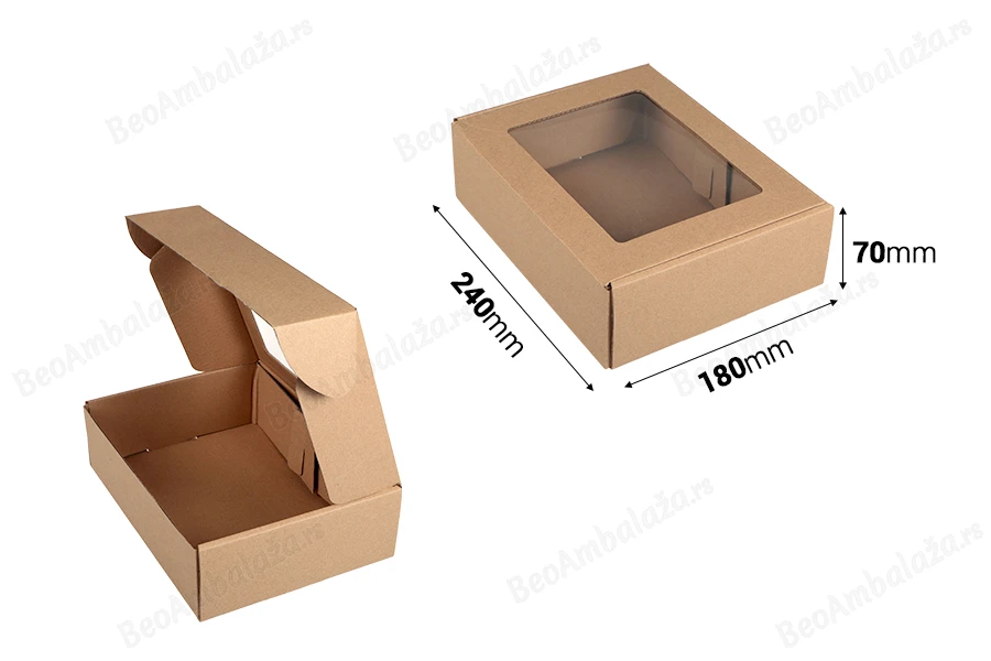 Kraft kutija 240x180x70mm za pakovanje sa prozorom - 20 kom-dimenzije_slike