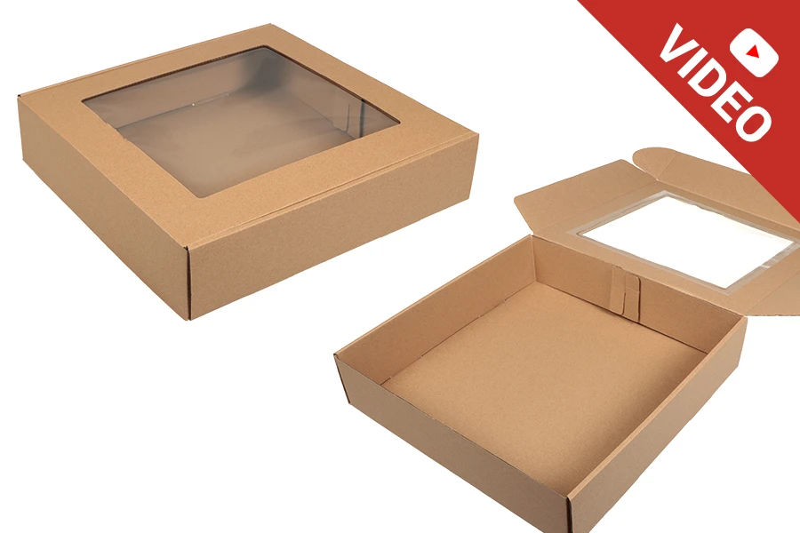 Kutija od kraft papira 350x350x80mm sa prozorom - 20 kom Kutija od kraft papira 350x350x80mm sa prozorom - 20 kom