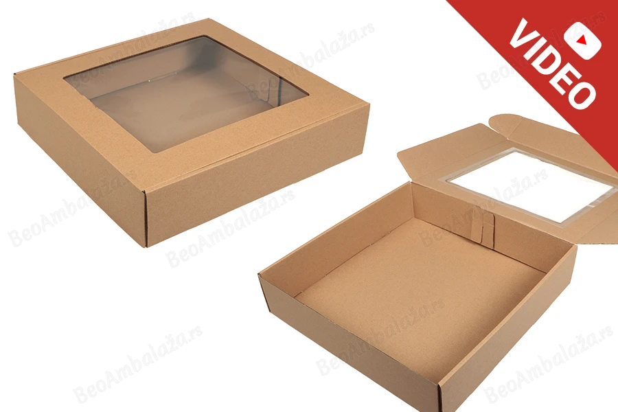 Kutija od kraft papira 350x350x80mm sa prozorom - 20 kom-slika_proizvoda