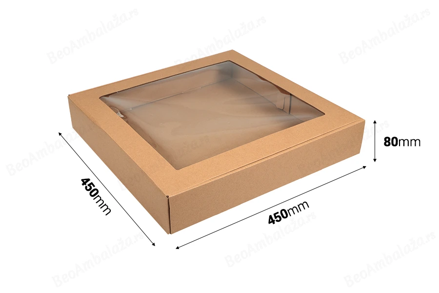 Kutija od kraft papira 450x450x80mm sa prozorom - 20 kom-dimenzije_slike