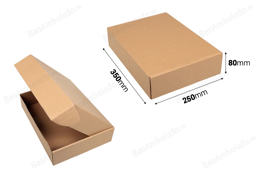 Kraft kutija 350x250x80 mm za pakovanje bez prozora – 20 kom-dimenzije_slike