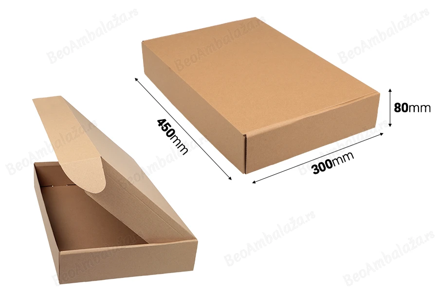 Kraft kutija 450x300x80 mm za pakovanje bez prozora – 20 kom-dimenzije_slike