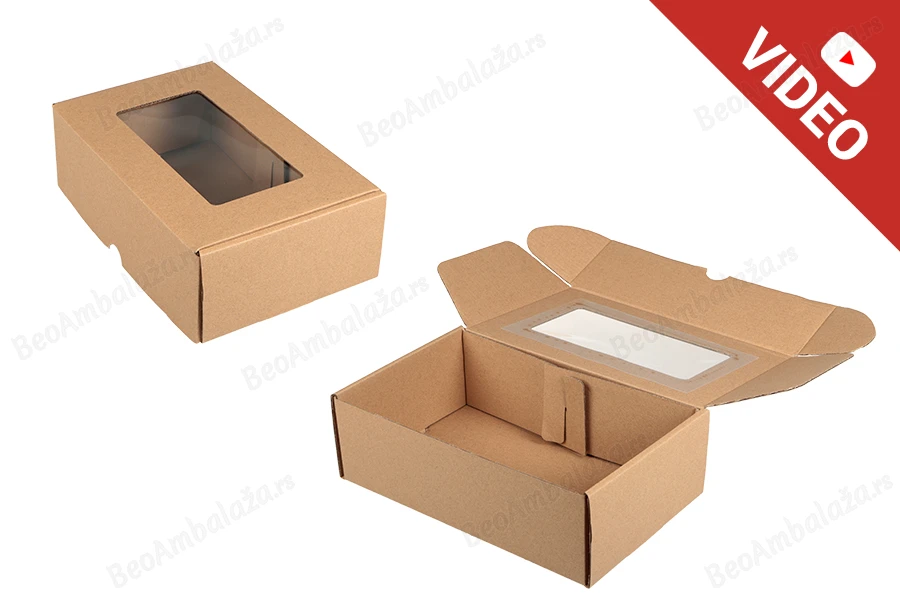 Kraft kutija 260x160x80 mm za pakovanje sa prozorom – 20 kom-slika_proizvoda