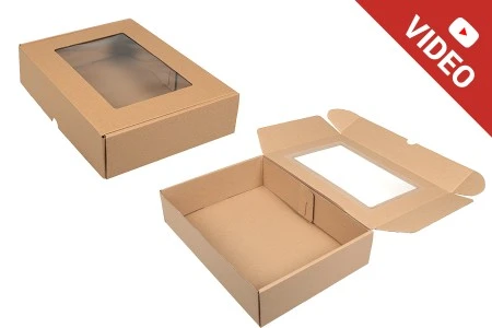 Kraft kutija 350x250x80 mm za pakovanje sa prozorom – 20 kom-1
