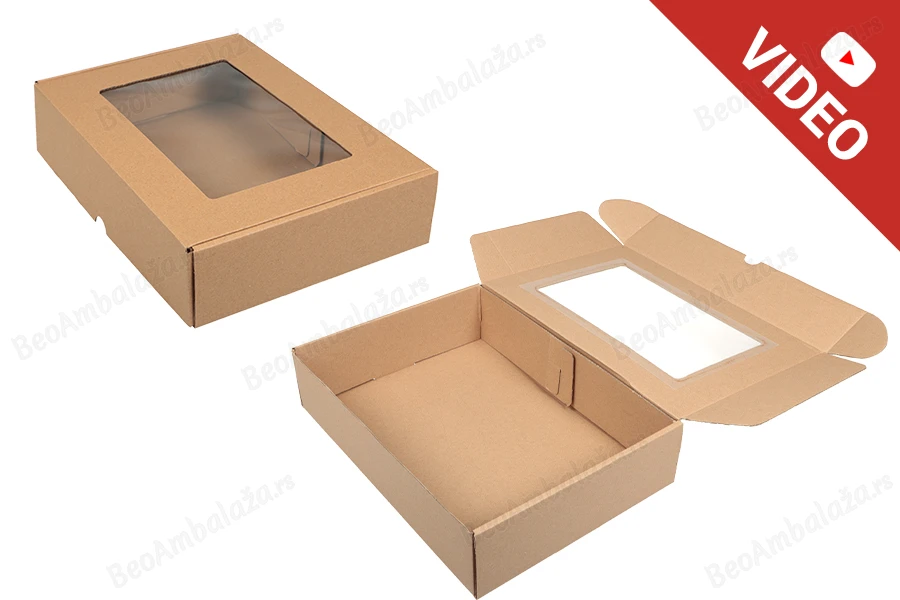 Kraft kutija 350x250x80 mm za pakovanje sa prozorom – 20 kom-slika_proizvoda