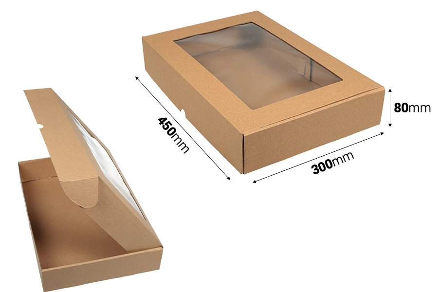 Kraft kutija 450x300x80 mm za pakovanje sa prozorom – 20 kom-dimenzije_slike