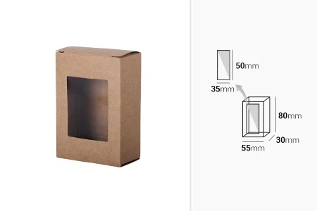 Kartonska kraft kutija za sapun 80x55x30mm, sa prozorom - 50 kom-2