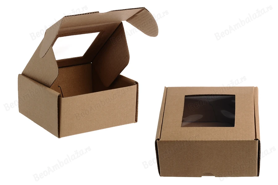 Kutija od kraft papira 130x120x60mm sa prozorom - 20 kom-slika_proizvoda