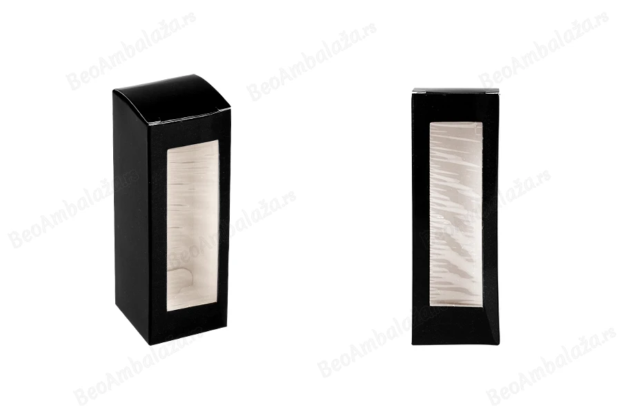 Crna kartonska kutija 38x38x110mm sa prozorom - 50 kom-slika_proizvoda
