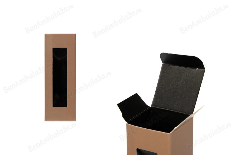 Kartonska braon kutijica 38x38x110mm sa prozorom - 50 kom-slika_proizvoda