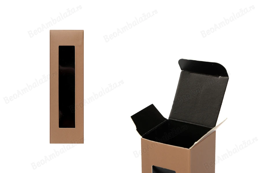 Kartonska braon kutijica 38x38x130mm sa prozorom - 50 kom-slika_proizvoda