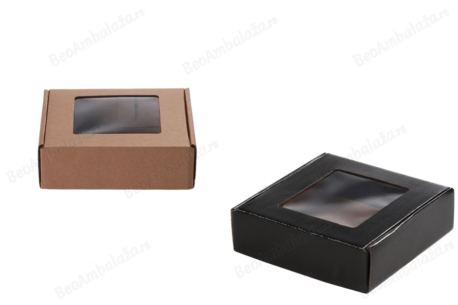 Kartonska kraft kutija 170x170x50mm sa prozorom - 20 kom-slika_proizvoda