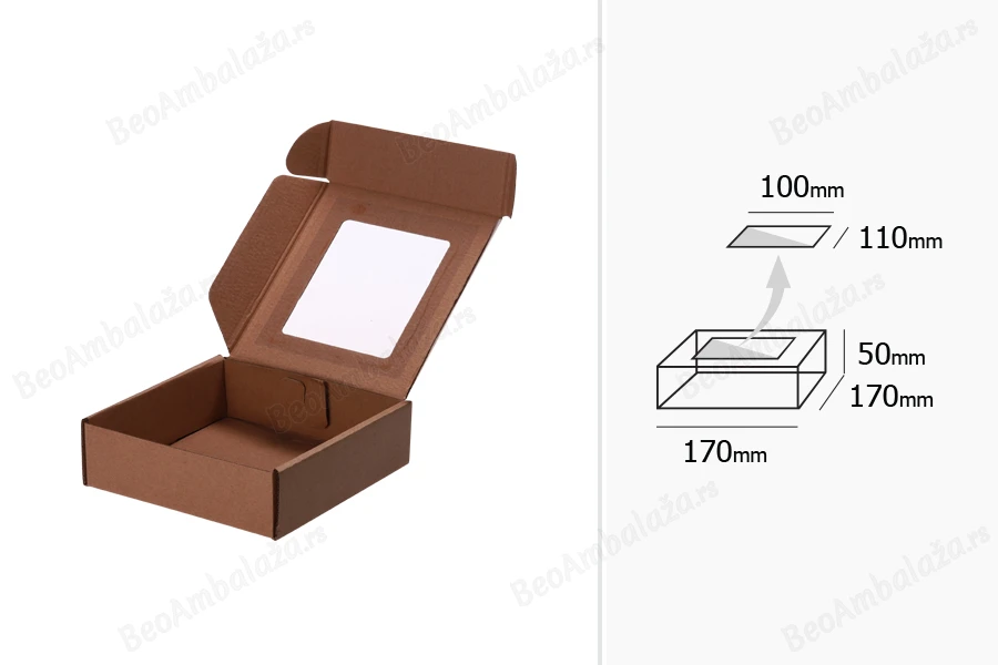 Kartonska kraft kutija 170x170x50mm sa prozorom - 20 kom-grupa_slika