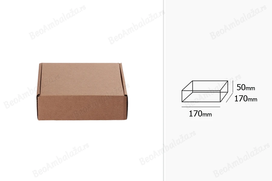 Kutija od kraft papira 170x170x50mm bez prozora - 20 kom-dimenzije_slike