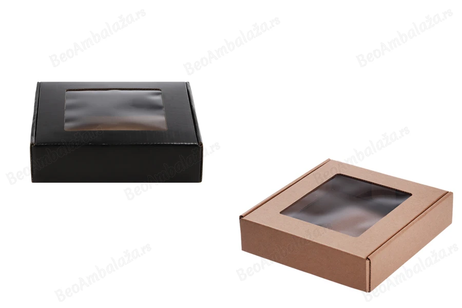Kutija od kraft papira 210x210x50mm sa prozorom - 20 kom-slika_proizvoda