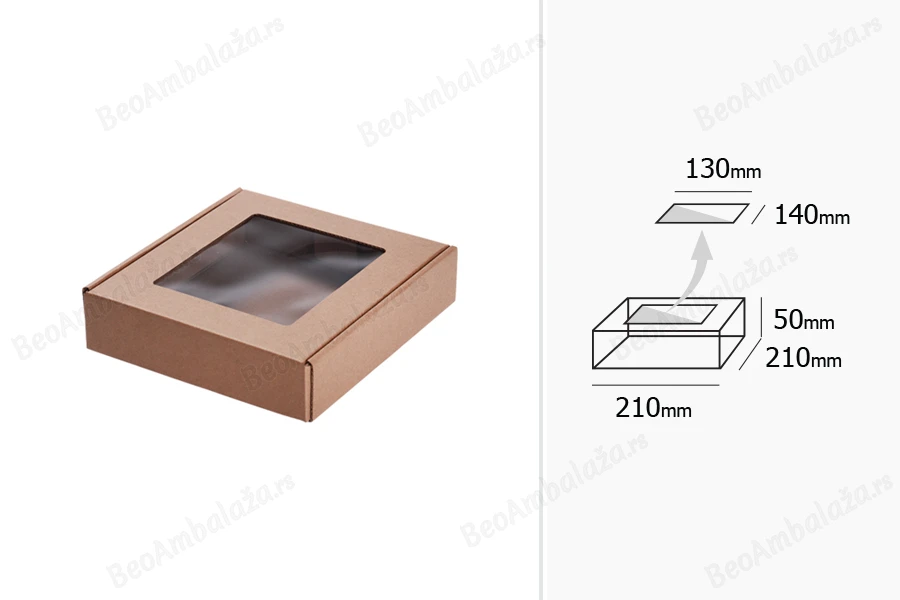 Kutija od kraft papira 210x210x50mm sa prozorom - 20 kom-grupa_slika