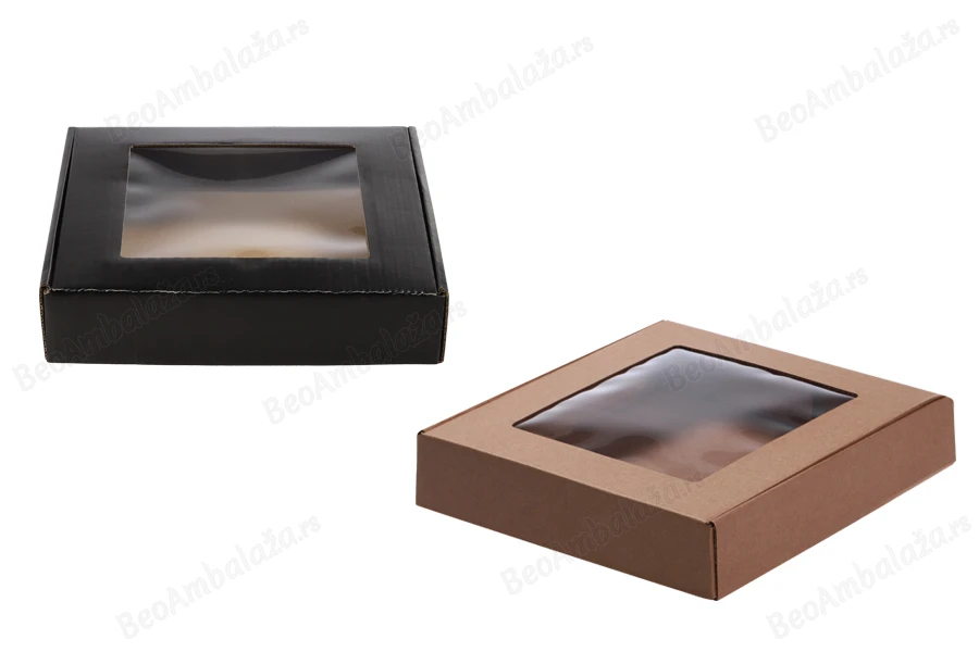 Kutija od kraft papira 250x250x50mm sa prozorom - 20 kom-slika_proizvoda