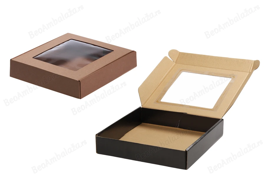 Kutija od kraft papira 250x250x50mm sa prozorom - 20 kom-dimenzije_slike