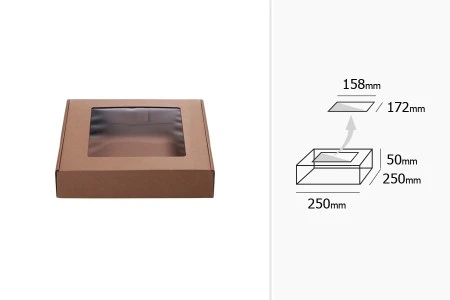 Kutija od kraft papira 250x250x50mm sa prozorom - 20 kom-3