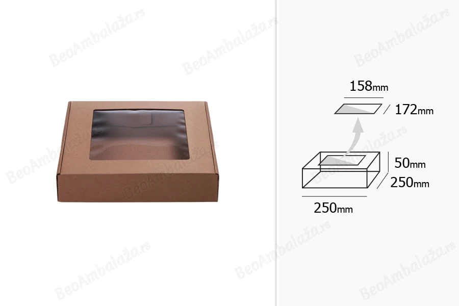 Kutija od kraft papira 250x250x50mm sa prozorom - 20 kom-grupa_slika